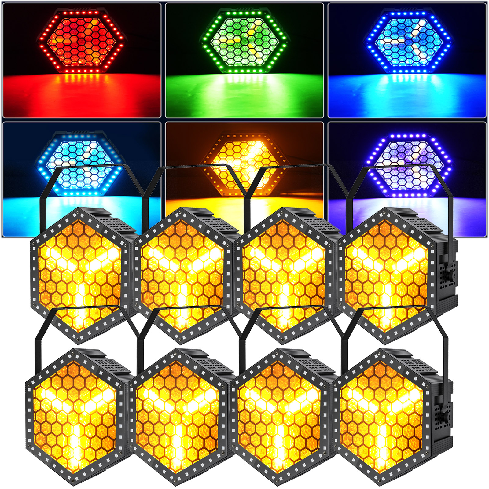 LED Party Lights DJ Disco Lights 1800K COB Par Light RGB Hexagon Lights for Church Concert