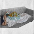 thumbnail image 5 of Dinosaur Bicycle Soft Flannel Fleece Blanket, Happy Friendly Dragon Traveler with a Girl and a Cat Nursery Cartoon Print, Cozy Plush for Indoor and Outdoor Use, 70" x 90", Multicolor, by Ambesonne, 5 of 5