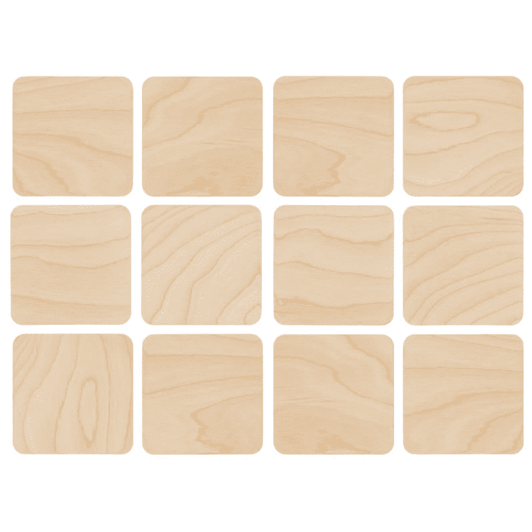 Good Wood by Leisure Arts Coaster Rounded Square 4 x 4 - 4 pieces round  wooden craft squares - unfinished square wooden coaster - 4 inch x 4 inch