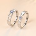 thumbnail image 2 of Anillo de Plata de Ley 925 para parejas, 2 uds., simplicidad ajustable, moda exquisita, accesorios de joyería para hombres y mujeres, regalo de fiesta de boda, 2 of 2
