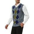 thumbnail image 4 of MODA NOVA Big & Tall Men's Casual Argyle Vest Sweater Slim Fit Knit Pullover Gray LT, 4 of 5