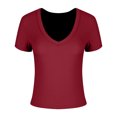 thumbnail image 5 of ZyeKqe Going out Tops for Women Short Sleeve Shirts Deep V Neck T Shirts Stretchy Slim Fitted Tees, 5 of 7