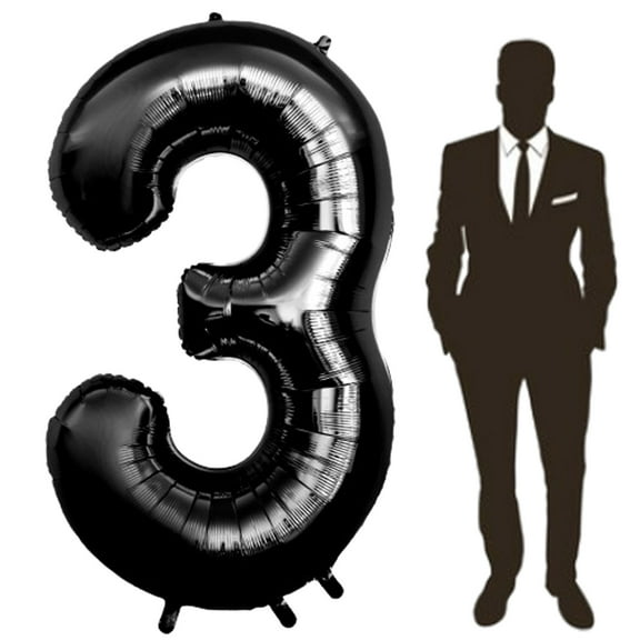 60 Inch Black Number Balloon Large Foil Number Balloons With Base, 0-9 Big Number Balloons for Birthday Party Supplies Decorations