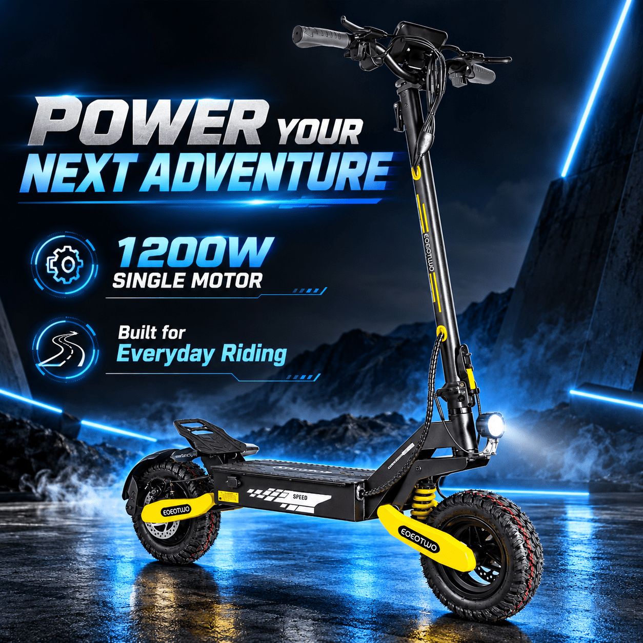 EOEOTWO Electric Scooter for Adults, 1200W Motor Up to 30MPH, 48V 23.4Ah Battery 40 Miles Range, 11" Off-Road Tires E-Scooter with Full Suspension UL2272