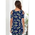 thumbnail image 6 of ANYJOIN Womens Summer T Shirts Strappy Short Sleeve Tunic Tops Strappy Cold Shoulder Blouse, 6 of 6