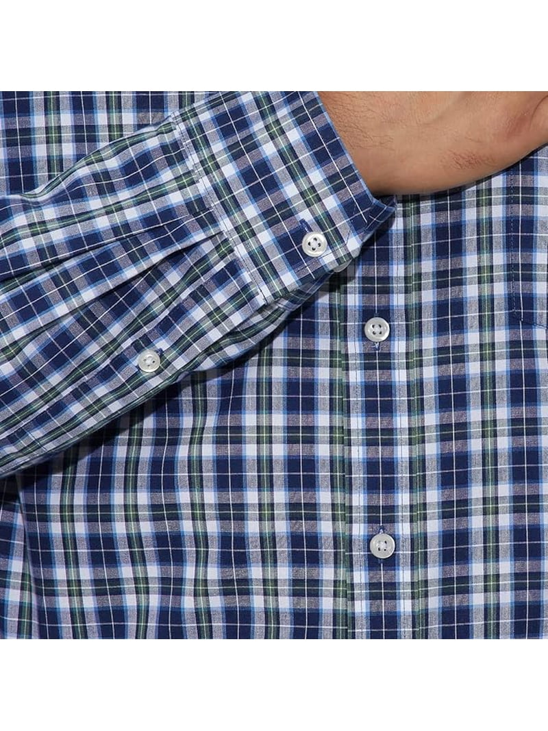 Izod Men's Long Sleeve Cotton Dress Shirts (Blue/Green/White,  16-16.5x34-35) - Walmart.com