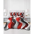 thumbnail image 3 of Red Black Grey Queen Size Down Alternative Comforter, Lightweight Comforter Quilt Bedding Set with Pillow Shams Geometric Moire Artwork Modern Abstract All Seasons Bed Comforter Duvet Insert 90"x96", 3 of 7