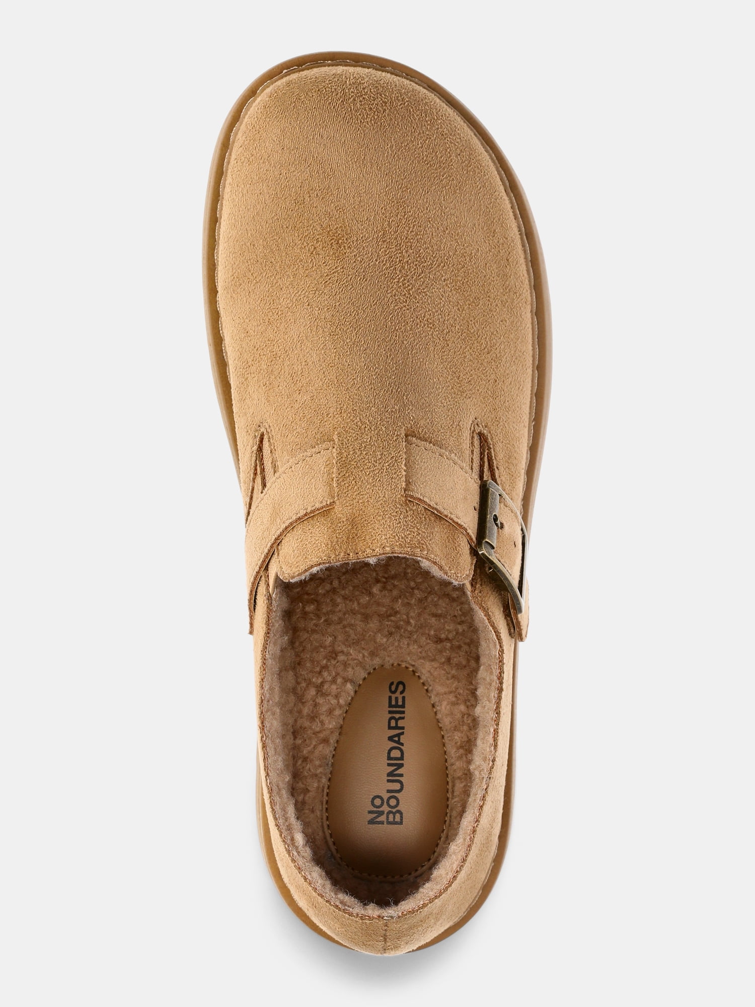 No Boundaries Women's Casual Buckle Clogs with Faux Shearling Lining