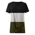 thumbnail image 3 of Women Color Block Crew Neck Twisted Hem Spliced Top, 3 of 5