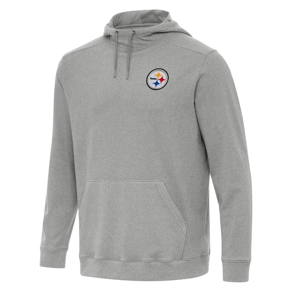 Men's Antigua Heather Gray Pittsburgh Steelers Cloud Pullover Hoodie