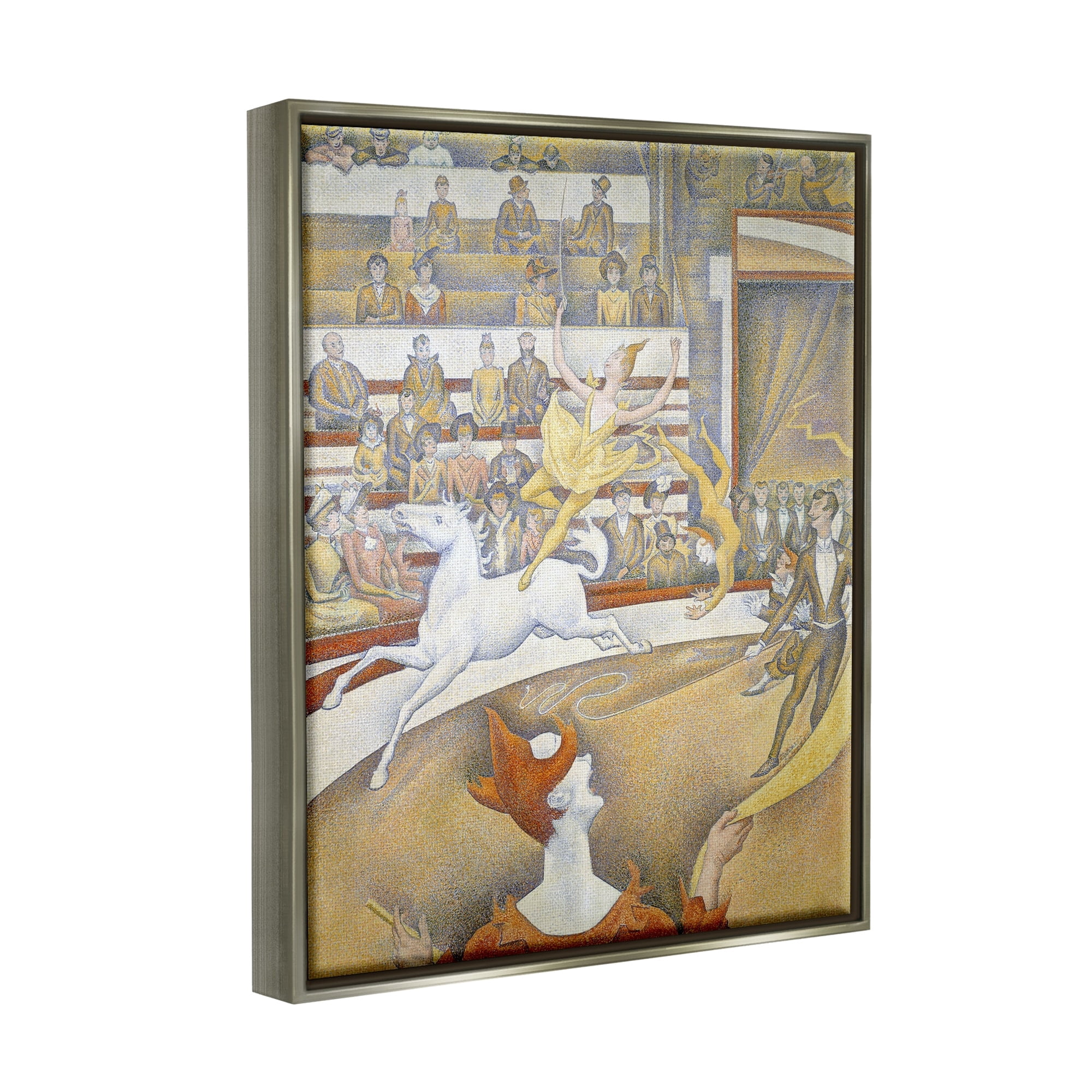 Stupell Industries The Circus Classic Painting George Seurat Performance Portrait Painting Luster Gray Floating Framed Canvas Print Wall Art, Design by one1000paintings