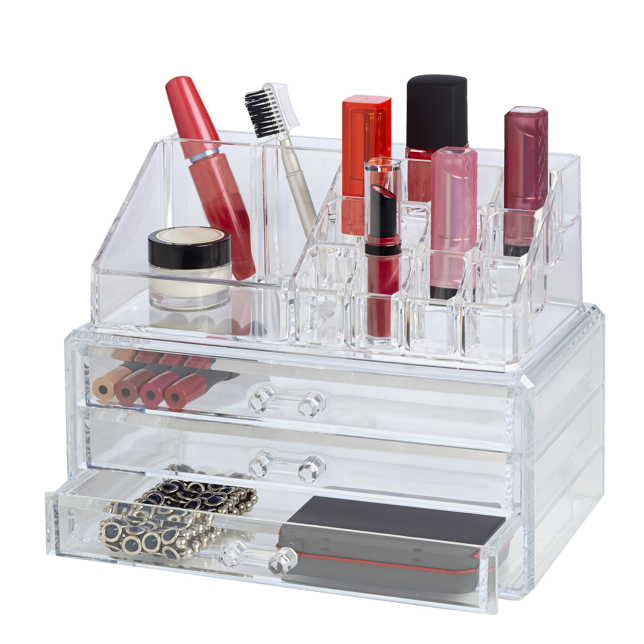 CLEARLY CHIC Makeup Cosmetic Jewelry Organizer Display Box 19 Comp with