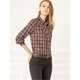 thumbnail image 4 of Camisa De Oficina Manga Larga Botón Arriba Trabajo A Cuadros Con Yugo Extendido Para Mujer Negro Rojo XL, 4 of 6