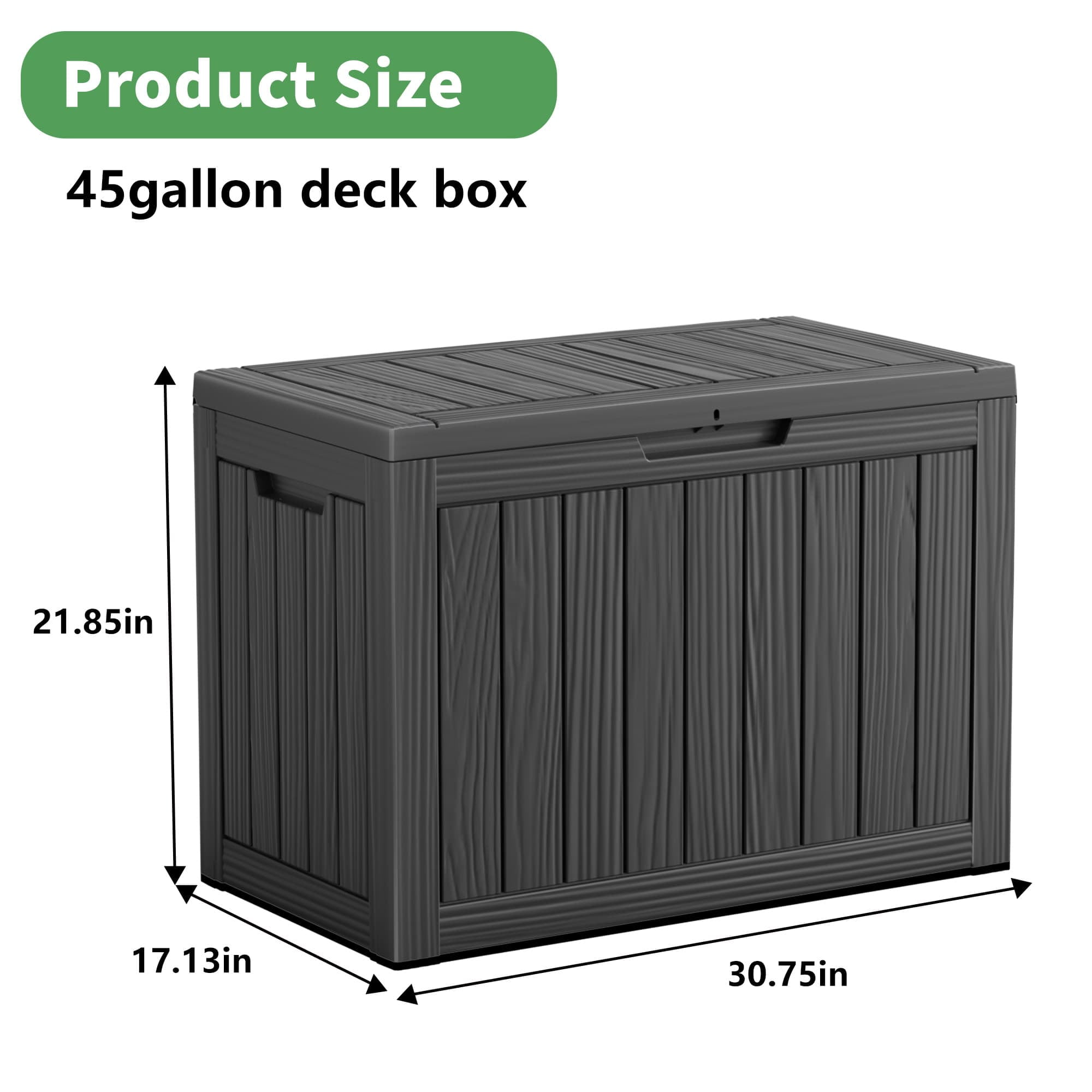 MAYEERTY 45 Gallon Outdoor Deck Box, Large Capacity Storage Box for Patio Furniture Cushions, Pillow Outdoor Indoor, Black