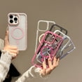 thumbnail image 3 of Designed For iPhone 16 Pro Magnetic Phone Case,Transparent Back,Compatible with Mag-safe,Exquisite Diamond Frame Design,Shockproof Ultra Slim Non-Slip Rugged Phone Case Cover,Black, 3 of 9