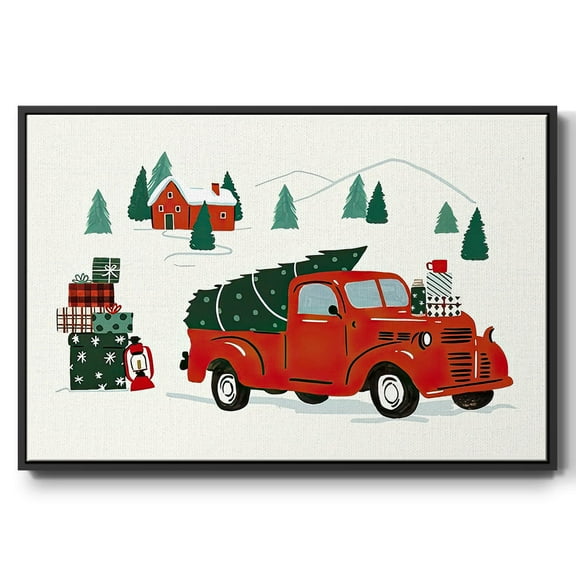 Going to Grandmas Collection A - Framed Gallery Wrapped Holiday Canvas - 17 x 25 - Black Frame