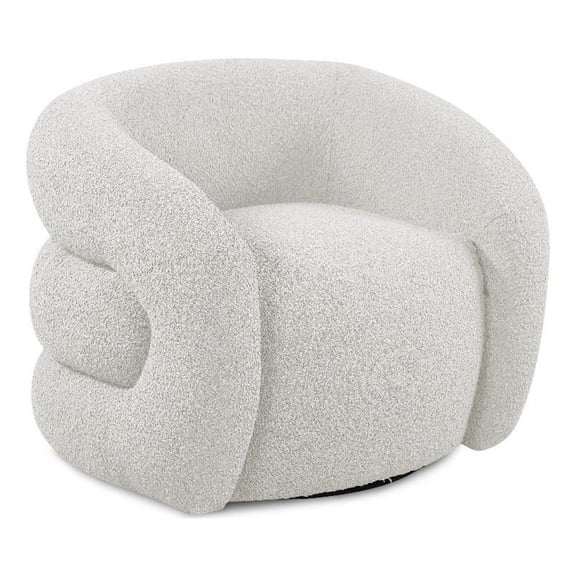 Meridian Furniture Roxbury Cream Boucle Fabric Swivel Accent Chair