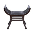 thumbnail image 3 of DecMode Wood Bench with Faux Leather Seat, Dark Brown, 3 of 8