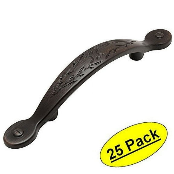 Cosmas 465ORB Oil Rubbed Bronze Leaf Design Cabinet Hardware Handle Pull - 3" Inch (76mm) Hole Centers, 5-3/4" Overall Length - 25 Pack
