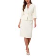 thumbnail image 2 of INSPIRE CHIC Women's Skirt Suit Set 2 Piece Outfit 2026 Work Office Blazers and Pencil Skirts S Beige, 2 of 5