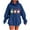 Blue, variant on Plus Size Hoodies for Women Christmas Long Sleeve Hooded Sweatshirts Pullover Tops with Pocket Baggy Fall Clothes