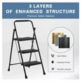 thumbnail image 5 of Foldable 3 Step Stool Ladder, 500 Lb Weight Limit Folding 3 Stepping Ladder for Kitchen, with Wide Anti-Slip Pedal, Sturdy Steel Ladder, Convenient Handrail, Lightweight, 5 of 7