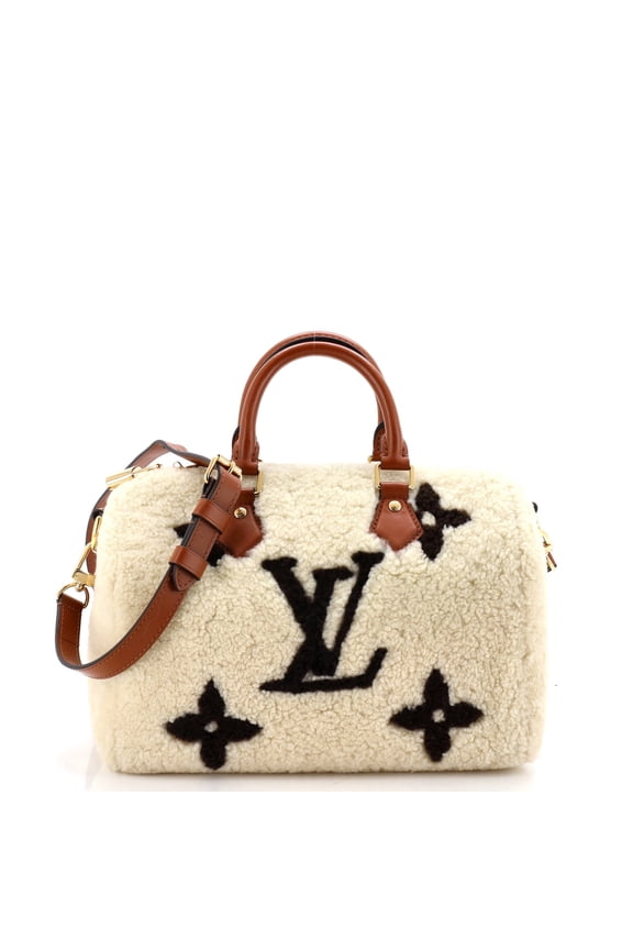 Pre-Owned Speedy Bandouliere Bag Monogram Giant Teddy Fleece 25 By Rebag
