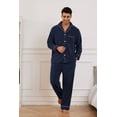 thumbnail image 3 of Vulcanodon Mens Fleece Pajama Set, Soft Warm Long Sleeve Sleepwear with Pockets Cozy Button-Down Pjs for Men（Navy, L）, 3 of 4