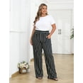 HDE Womens High Waisted Dress Pants Long Wide Leg Palazzo Trouser Tall SPlus Black White