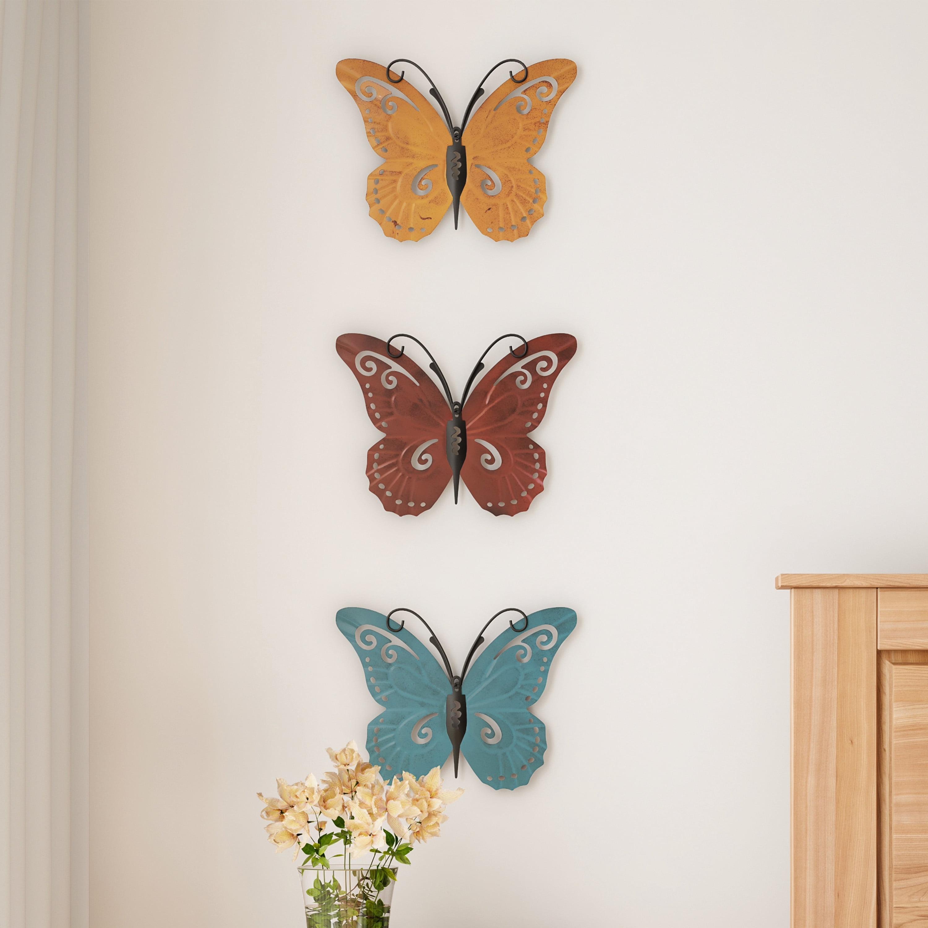Lavish Home 6-Piece Metal Butterfly Wall Art Set for Home or Office Décor