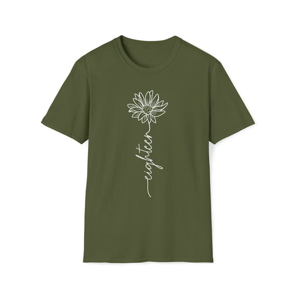 18th Birthday Flower, Gildan Unisex Softstyle T-Shirt, Graphic Tee, S-3XL