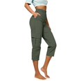 thumbnail image 1 of Capris pour Femmes, Yigetop Capris Cargo à Coupe Décontractée pour Femmes Pantalons de Randonnée Été Voyage Plein Air Décontractés Amples Confortables Pantalons Raccourcis Capris Cargo pour Femmes Vert 2TG, 1 of 5