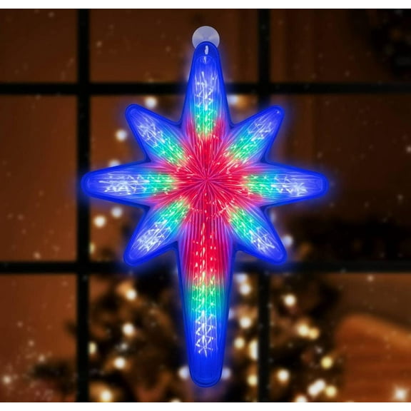 20-Inch 3D Star of Bethlehem Hanging Light | 44 Multicolor LEDs | Outdoor/Indoor Christmas Decoration for Porch, Window, Advent & Holiday Use