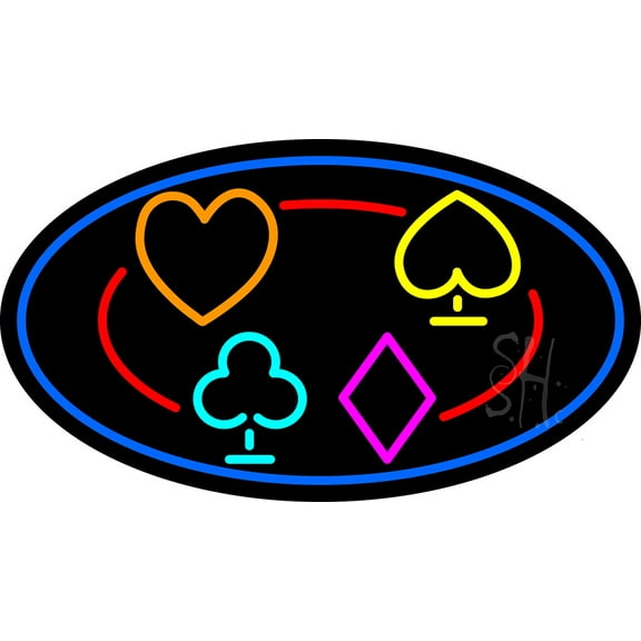 Poker Symbol 2 LED Neon Sign 20 x 37 - inches, Black Square Cut Acrylic Backing, with Dimmer - Bright and Premium built indoor LED Neon Sign for wall décor, arcarde, and storefront.