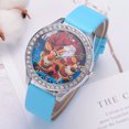 thumbnail image 2 of Reloj de pulsera de mujer con correa de piel sintética de color azul cielo y elegante reloj de cuarzo con diamantes de imitación, 2 of 2