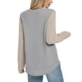 thumbnail image 4 of Xyxonk Long Sleeve Womens Tops Lightweight Sweatshirt Dressy Casual Soft Pullover 2025 Winter Basic Color Block Clothing Gray S-2XL, 4 of 4