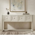 thumbnail image 6 of Aukfa 55" Geometric Carved Console Table with 3 Drawers, Fluted Leg Entryway Table, Modern Sofa Accent Table for Living Room/Hallway,Parchment, 6 of 8
