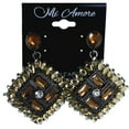 thumbnail image 2 of Yellow & Brown Colored Metal Drop-Dangle-Earrings With Crystal Accents #LQE4111, 2 of 2