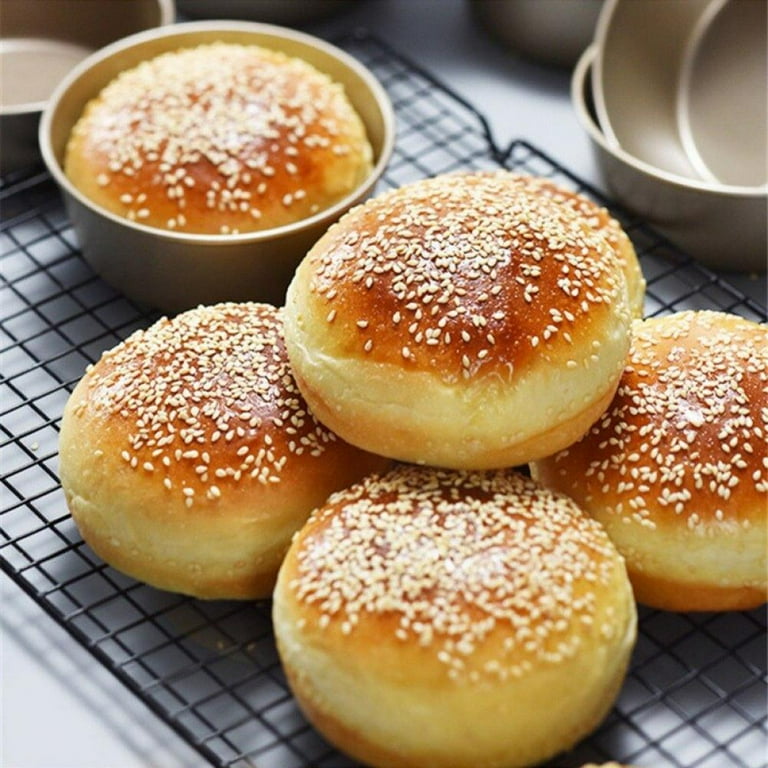 4 Bread Baking Equipment Square / Round Aluminum Hamburger Bun Pans  Bakeware