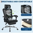 thumbnail image 2 of BeesClover Ergonomic Mesh Office Chair, High Back Desk Chair with Retractable Footrest, 2 of 11