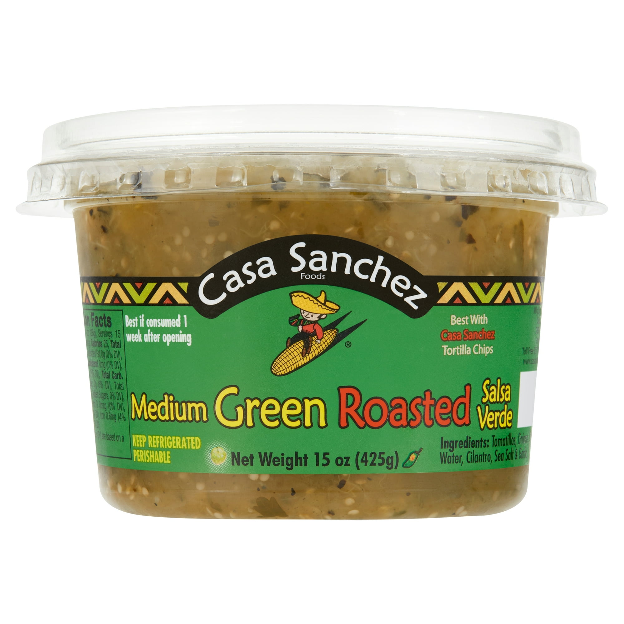 Casa Sanchez Fresh Produce, Refrigerated Roasted Salsa Verde, 15oz Tub