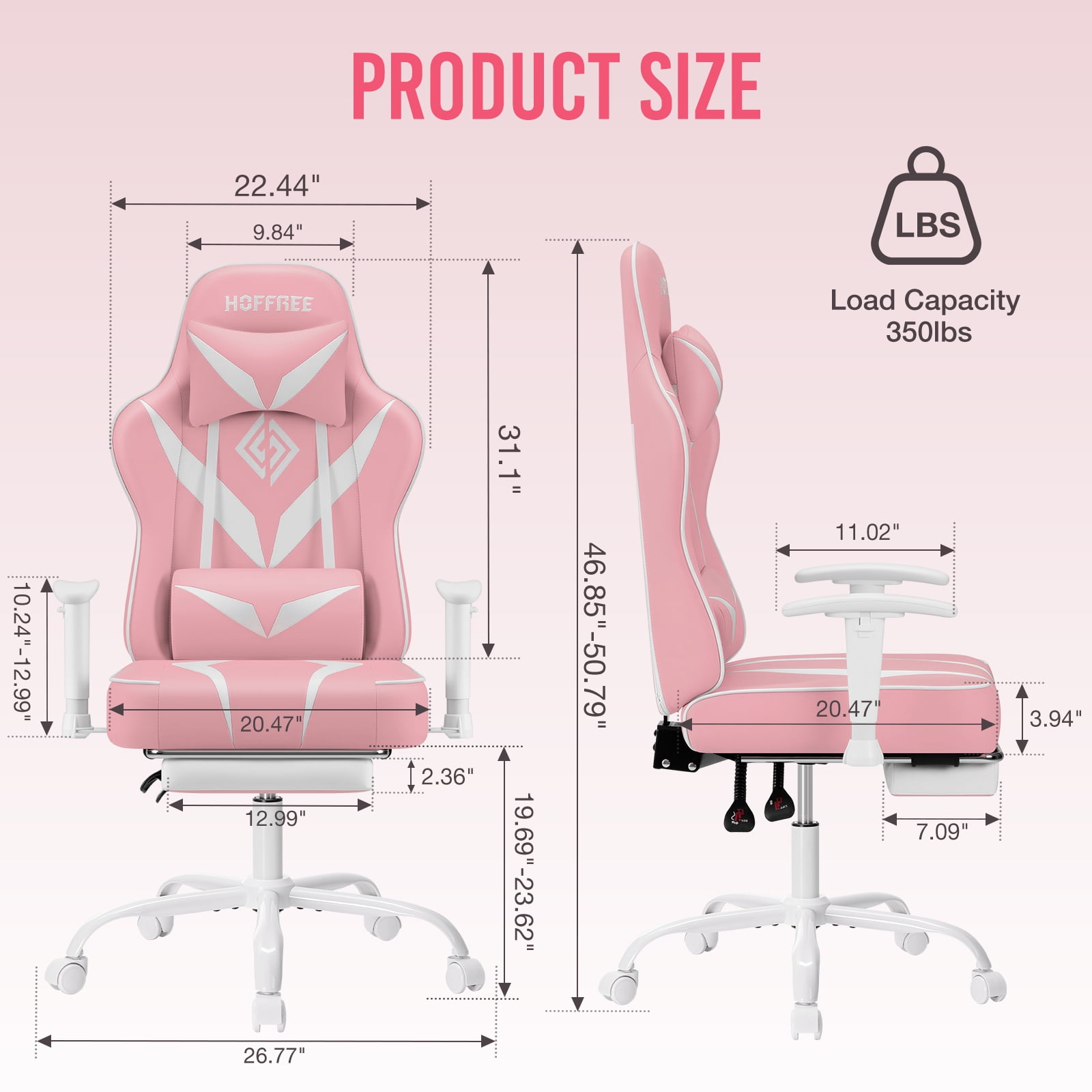 HOFFREE Massage Gaming Chair with Footrest, Big and Tall Gamer Chair with Headrest, Reclining Ergonomic Game Chair with Lumbar Support for Adults