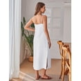 thumbnail image 5 of Fiophy 100% Linen Dress Square Neck Sleeveless Spaghetti Strap Summer Casual Midi Dresses with Slit,White,L, 5 of 8