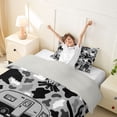 thumbnail image 3 of Catabedysis Camo Camping Twin Duvet Cover,Wildlife Camper Pattern Twin Bedding For Boys,Black Grey,Light Gray Reversible,2 Pieces,1 Duvet Cover and 1 Pillowcase, 3 of 6