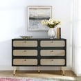 thumbnail image 3 of Modway Chaucer 6-Drawer Particleboard and Rattan Compact Dresser in Black, 3 of 5