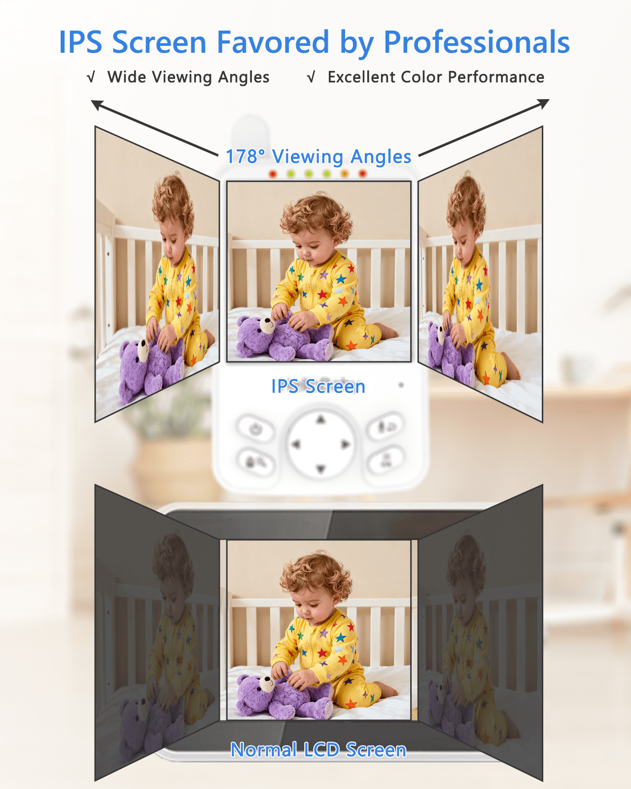 HelloBaby Video Baby Monitor with Remote Pan-Tilt and 4" LCD Screen, HB6341