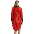 thumbnail image 3 of TiaoBug Women Sequin Ringmaster Cosplay Circus Show Blazer Jacket Uniform Victorian Tailcoat Costume Red M, 3 of 7