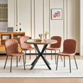 thumbnail image 5 of NORDICANA 37 Inch Round Dining Table Set for 4, Modern Small Circle Kitchen Coffee Set for Apartment Living Room Office, Save Space(Brown Wooden Table + 4 Brown Leather Chairs), 5 of 8