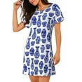 thumbnail image 2 of Naloa Blue Vases Print Women Nightgowns,Womens Loungewear,Short Sleeve Sleepwear,Comfy Ladies Nightdress, 2 of 6