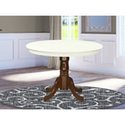 East West Furniture Hartland Round Wood Dining Table in Cappuccino/White
